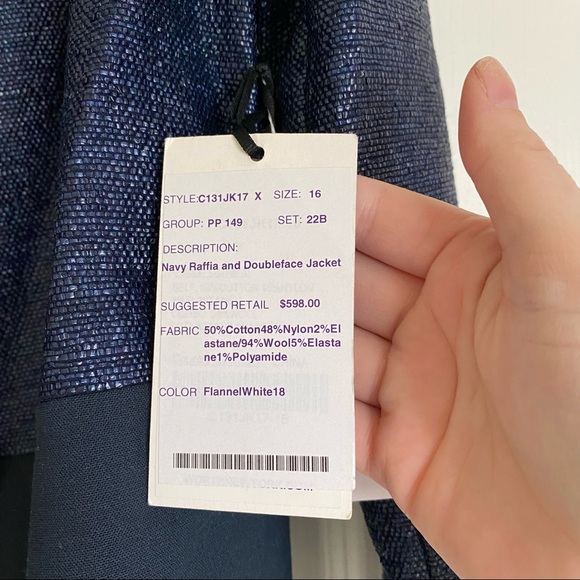 Worth Navy Raffia and Doubleface Jacket - Picture 9 of 9